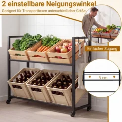 Getränkekistenregal aus Stahl Kistenregal mit Ablagen für 6 Kisten104 x 32 x 89 cm Schwarz