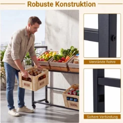 Getränkekistenregal aus Stahl Kistenregal mit Ablagen für 6 Kisten104 x 32 x 89 cm Schwarz