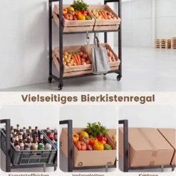 Getränkekistenregal Flaschenregal mit Ablage & Zugriff für 4 Kisten 72 x 32 x 89,5 cm