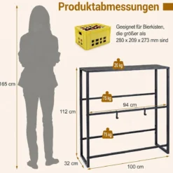 Getränkekistenregal für 6 Kisten Getränkeregal aus Metall mit Offenes Ablagefach & 2 Hauptfächer