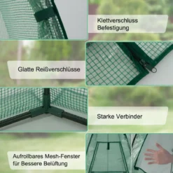 Gewächshaus Gartentreibhaus mit Allwetter-PE-Abdeckung 160 x 160 x 183 cm Grün