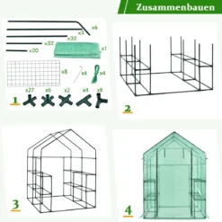 Gewächshaus Mini-Gewächshaus tragbares Gewächshaus Foliengewächshaus Treibhaus Pflanzenhaus Grün