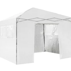 Gewächshaus mit 4 Beobachtungsfenster Foliengewächshaus Pflanzenhaus Folienzelt 300x300x256-275cm