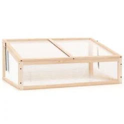 Gewächshaus Treibhaus Holz erhöhtes Pflanzbeet mit transparenter Klapp-Dach Orange 94 x 63 x 40 cm