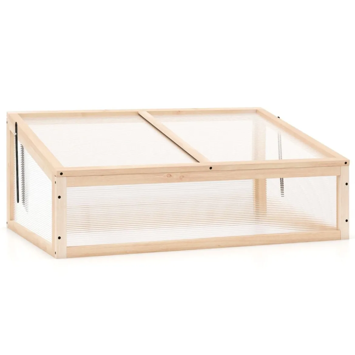 Gewächshaus Treibhaus Holz erhöhtes Pflanzbeet mit transparenter Klapp-Dach Orange 94 x 63 x 40 cm