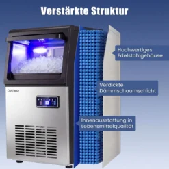 Gewerbliche Eiswürfelmaschine für Kau-Eis aus Edelstahl 41kg/24 Std. Freistehende Maschine mit Timer