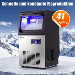 Gewerbliche Eiswürfelmaschine für Kau-Eis aus Edelstahl 41kg/24 Std. Freistehende Maschine mit Timer