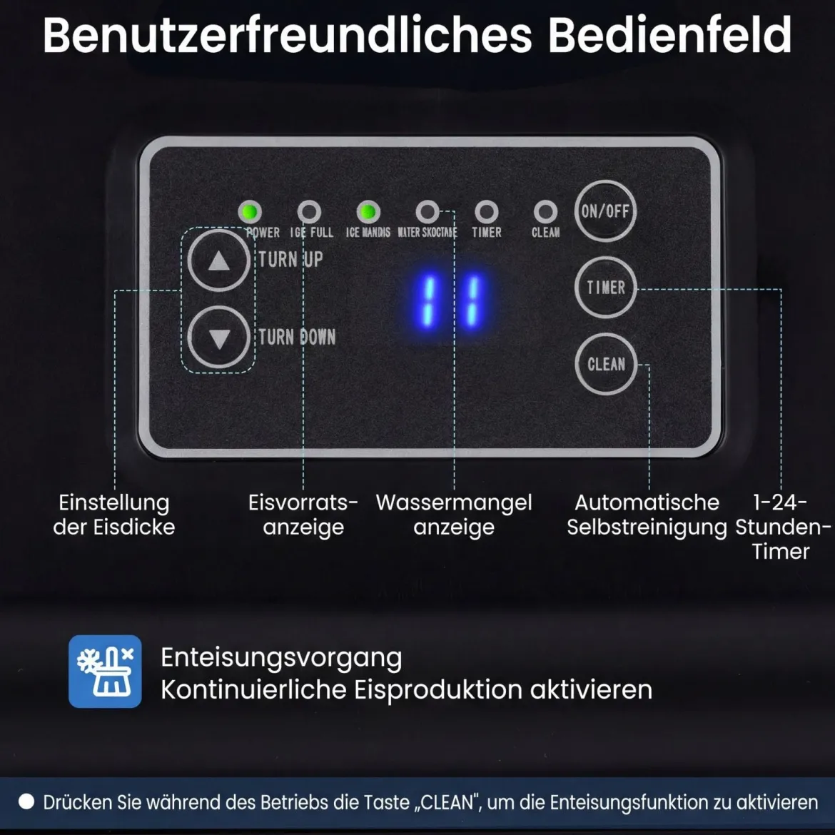 Gewerblicher Eiswürfelbereiter 25-30 kg/24 h aus Edelstahl Untertheken-/Standgerät mit Selbstreinigung Schwarz