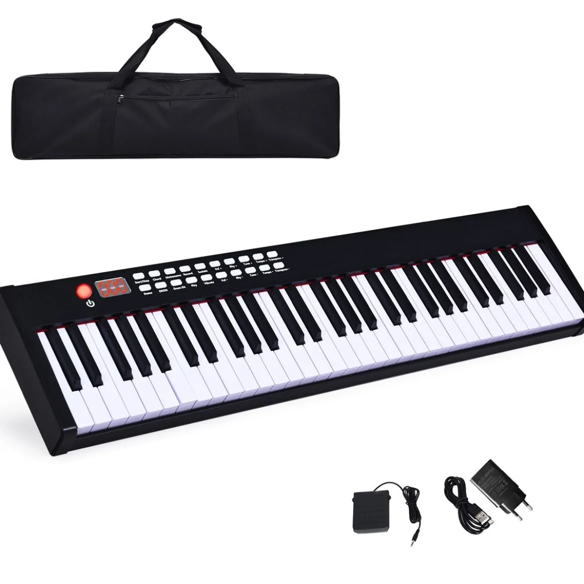 61 gewichtete Tastatur digitale Keyboard elektrisches Klavier 90 x 21 x 6 cm Schwarz
