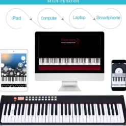 61 gewichtete Tastatur digitale Keyboard elektrisches Klavier 90 x 21 x 6 cm Schwarz
