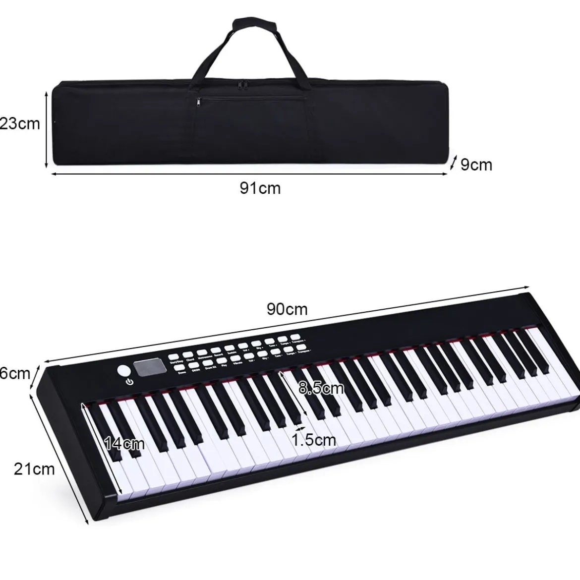 61 gewichtete Tastatur digitale Keyboard elektrisches Klavier 90 x 21 x 6 cm Schwarz