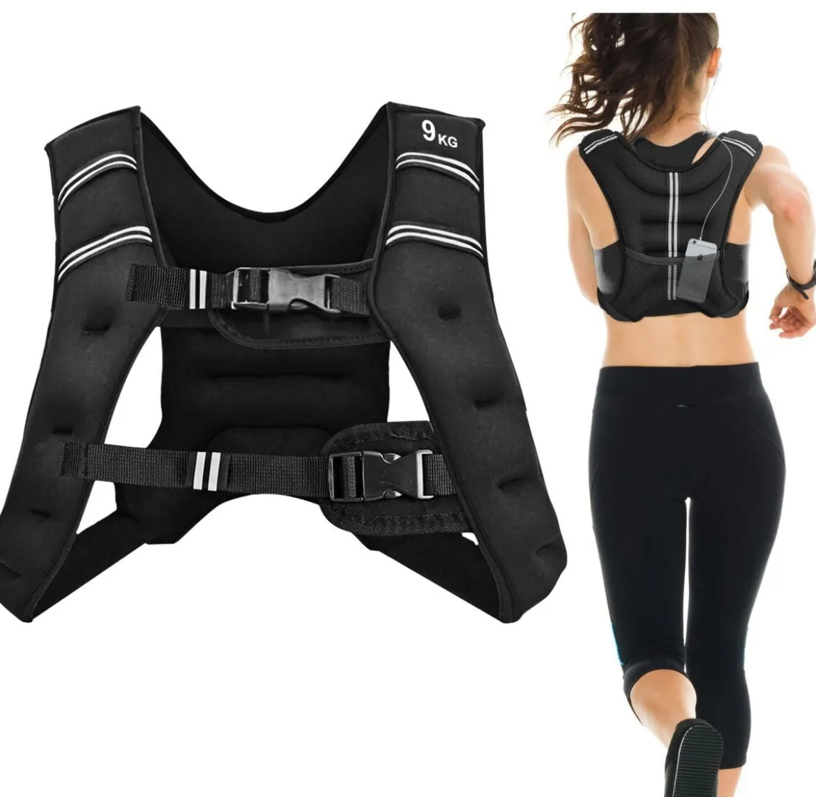 Gewichtsweste Trainingsweste Fitnessweste mit Reflexstreifen&Verstell-Riemen