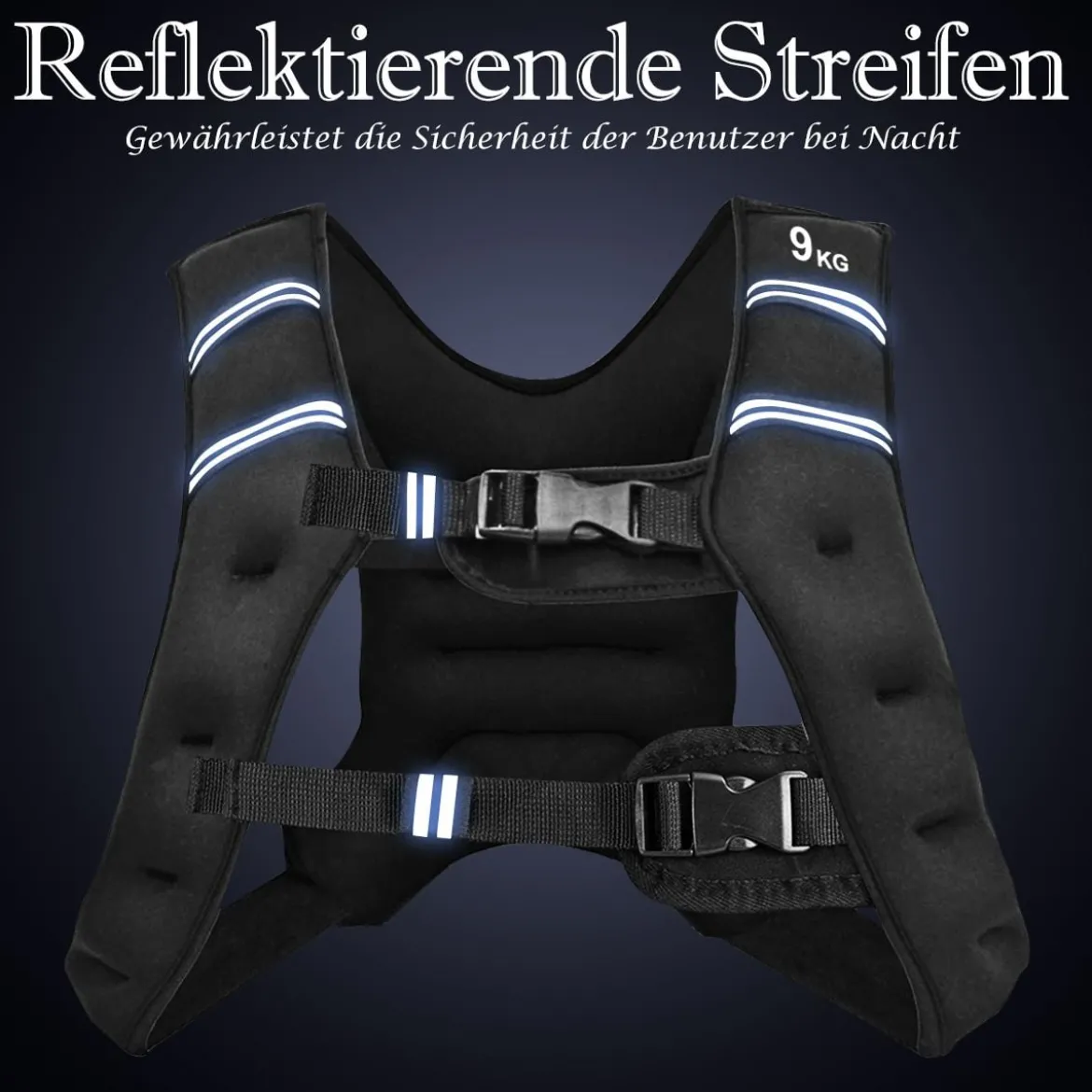 Gewichtsweste Trainingsweste Fitnessweste mit Reflexstreifen&Verstell-Riemen