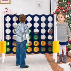 4-Gewinnt-Riesen-Spielset für Kinder und Erwachsene 120 x 42 x 104 cm Grau + Dunkelblau