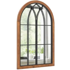 Gewölbter Wandspiegel dekorativer FensterspiegelFensterscheiben-Dekoration 60 x 90 cm Natur