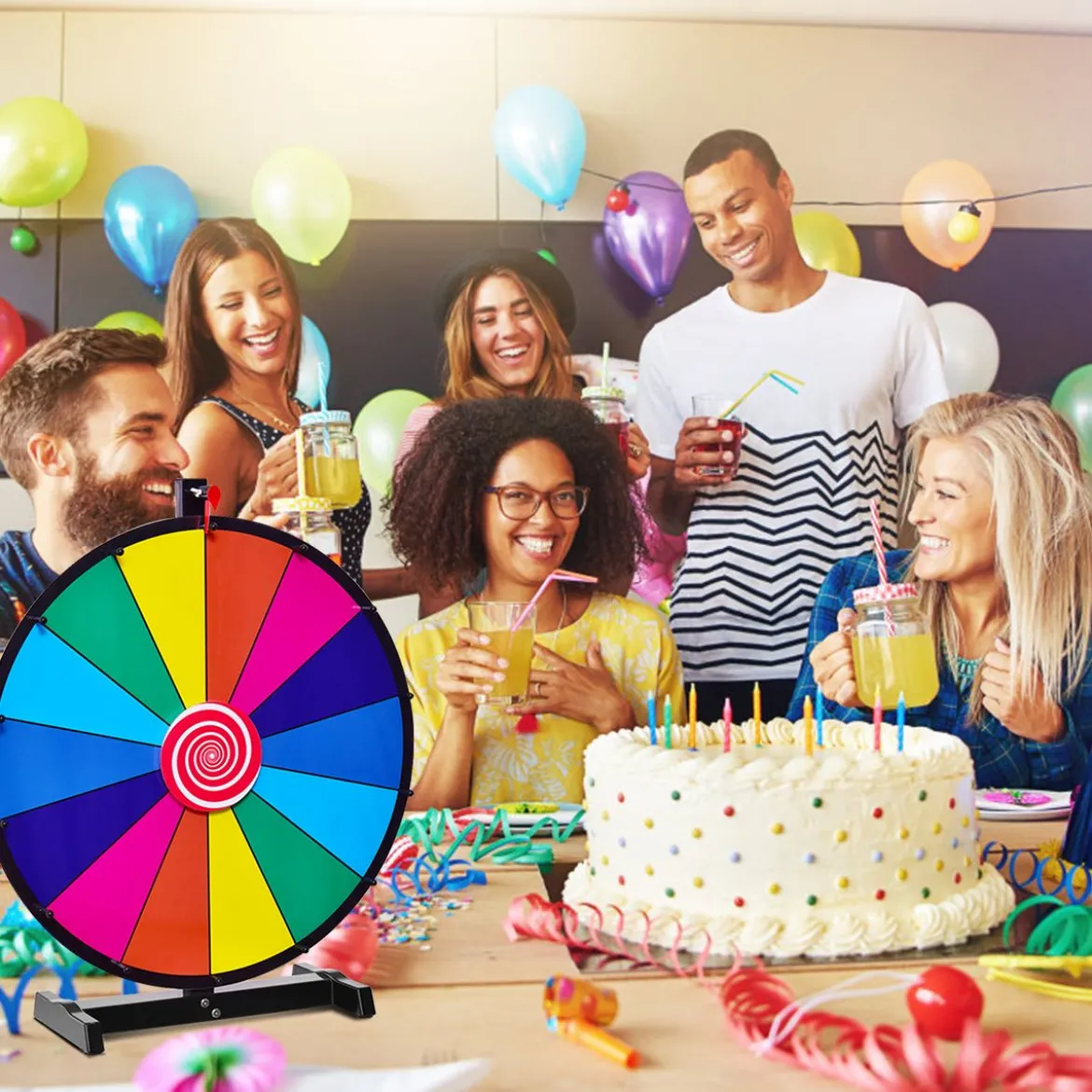 18" Glücksrad Spielzeug mit Radiergummi & Markierstift Rad Spiele für Lotteriespiele φ48cm