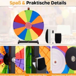Glücksrad zum Drehen 60 cm Roulette-Spinner mit Ständer & 12 Wiederbeschreibbaren Feldern