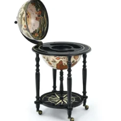 Globus-Weinständer Nautischer Weinständer mit Rollen Weinregal Globus Bar Ø 56 x 93 cm