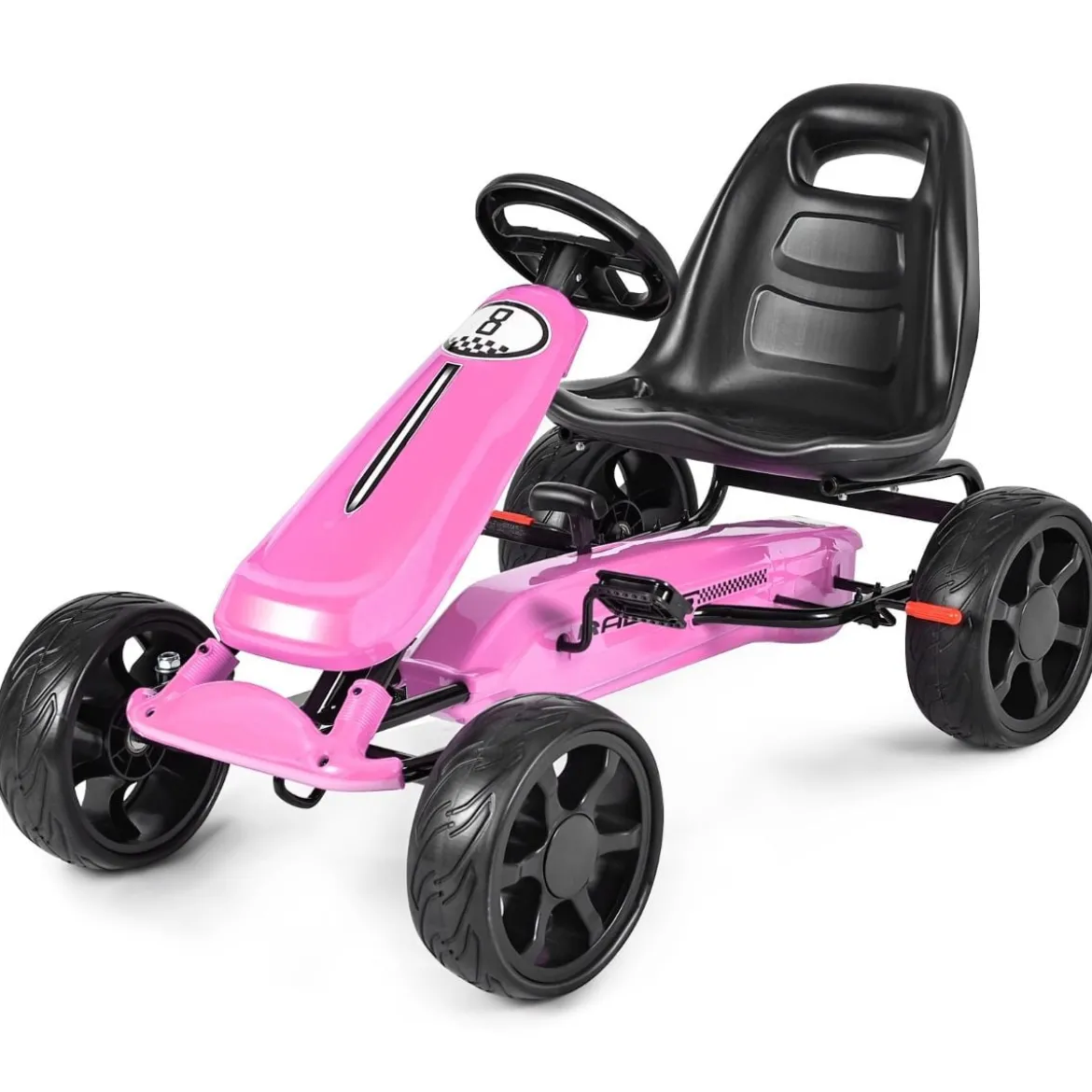 Go Cart mit Handbremse Gokart mit verstellbarem Sitz Kinderfahrzeug 100 x 58,5 x 62 cm Rosa