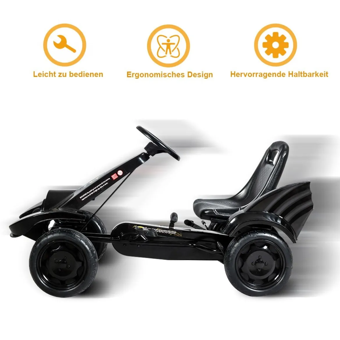Gokart für Kinder Go Cart mit Bremsen Tretauto Verstellbarer Sitz Pedalfahrzeug Kinderfahrzeug 112x62x61cm