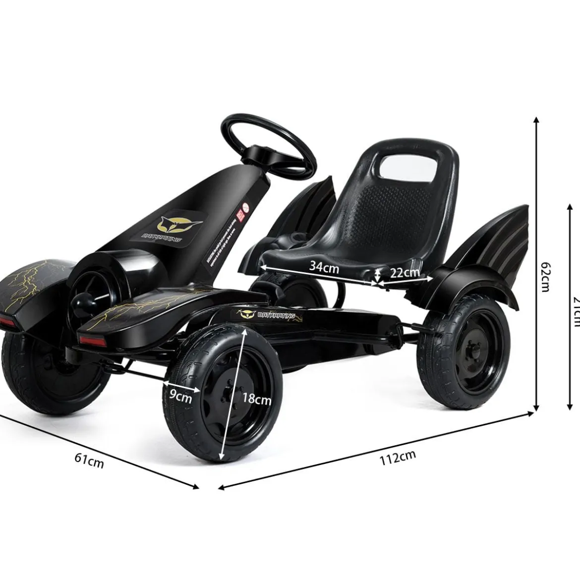 Gokart für Kinder Go Cart mit Bremsen Tretauto Verstellbarer Sitz Pedalfahrzeug Kinderfahrzeug 112x62x61cm