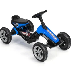 Go-Kart mit Pedalen Kinderfahrzeug mit 4 Rädern & Anti-Rutsch-Streifen Blau