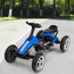 Go-Kart mit Pedalen Kinderfahrzeug mit 4 Rädern & Anti-Rutsch-Streifen Blau