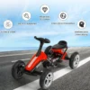 Go-Kart mit Pedalen Kinderfahrzeug mit 4 Rädern & Anti-Rutsch-Streifen Rot