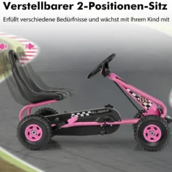 Gokart mit Verstellbarem Sitz & Handbremse Tretauto bis 30kg Belastbar Pedal Go Cart