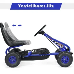 Gokart mit Verstellbarem Sitz & Handbremse Tretauto bis 30kg Belastbar Pedal Go Cart