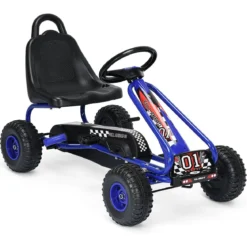 Gokart mit Verstellbarem Sitz & Handbremse Tretauto bis 30kg Belastbar Pedal Go Cart