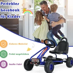 Gokart mit Verstellbarem Sitz & Handbremse Tretauto bis 30kg Belastbar Pedal Go Cart