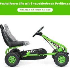 Gokart mit Verstellbarem Sitz & Handbremse Tretauto bis 30kg Belastbar Pedal Go Cart