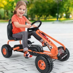 Gokart mit Verstellbarem Sitz & Handbremse Tretauto bis 30kg Belastbar Pedal Go Cart