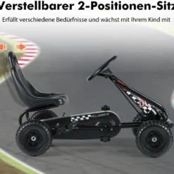 Gokart mit Verstellbarem Sitz & Handbremse Tretauto bis 30kg Belastbar Pedal Go Cart
