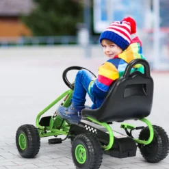 Gokart mit Verstellbarem Sitz & Handbremse Tretauto bis 30kg Belastbar Pedal Go Cart