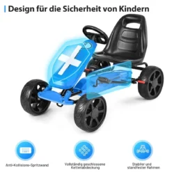 Gokart mit verstellbarem Sitz Racing Gokart mit Pedalen für Kinder 100 x 58,5 x 62 cm Blau