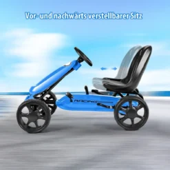 Gokart mit verstellbarem Sitz Racing Gokart mit Pedalen für Kinder 100 x 58,5 x 62 cm Blau