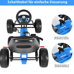 Gokart mit verstellbarem Sitz Racing Gokart mit Pedalen für Kinder 100 x 58,5 x 62 cm Blau