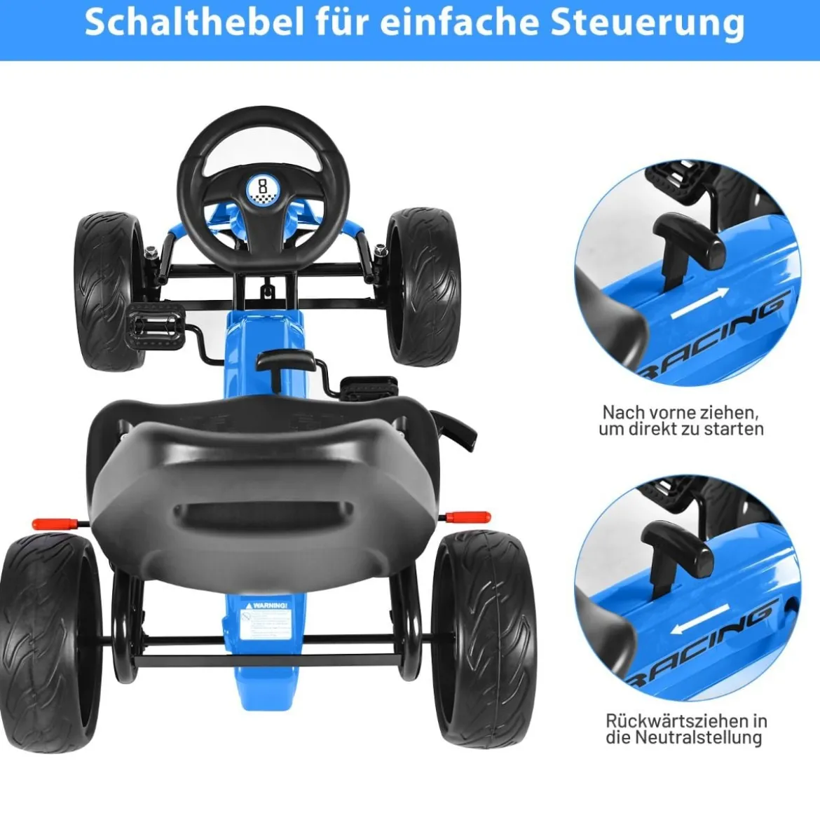Gokart mit verstellbarem Sitz Racing Gokart mit Pedalen für Kinder 100 x 58,5 x 62 cm Blau