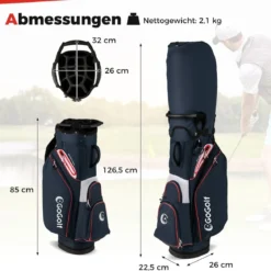 Golfbag Leichtes Golf Cart Bag mit 14 er Unterteilung Wasserabweisende Golftasche Marineblau
