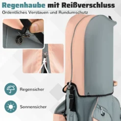 Golfbag mit 14 er Unterteilung & Tragegurt & Regenhaube & 11 Taschen Leichtes Golf Cart Bag Rosa
