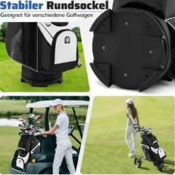 Golfbag mit 14 er Unterteilung & Tragegurt & Regenhaube & 11 Taschen Leichtes Golf Cart Bag Schwarz