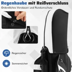 Golfbag mit 14 er Unterteilung & Tragegurt & Regenhaube & 11 Taschen Leichtes Golf Cart Bag Schwarz