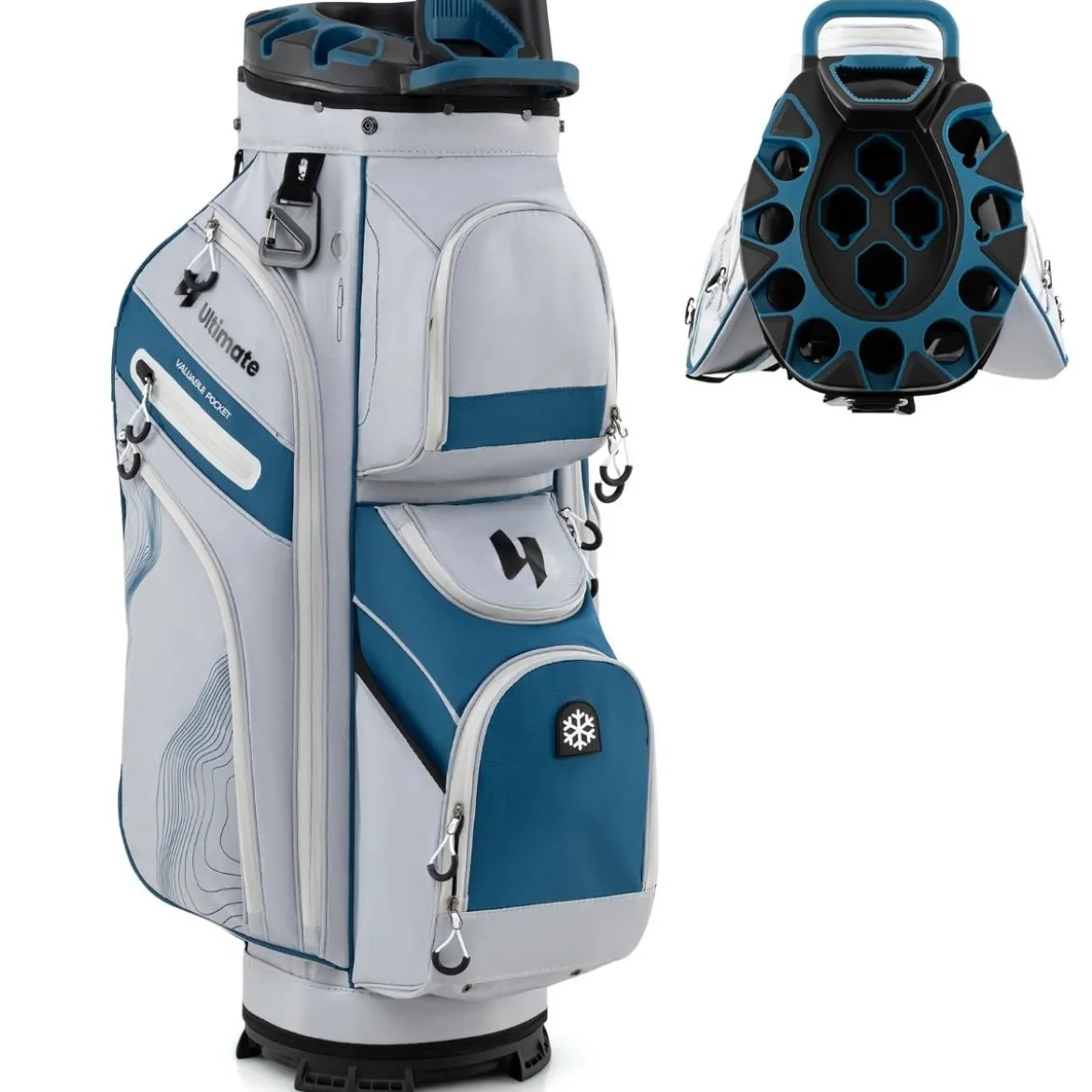 Golfbag mit 14 er Unterteilung & Tragegurt & Regenhaube & 11 Taschen Leichtes Golf Cart Bag Marineblau