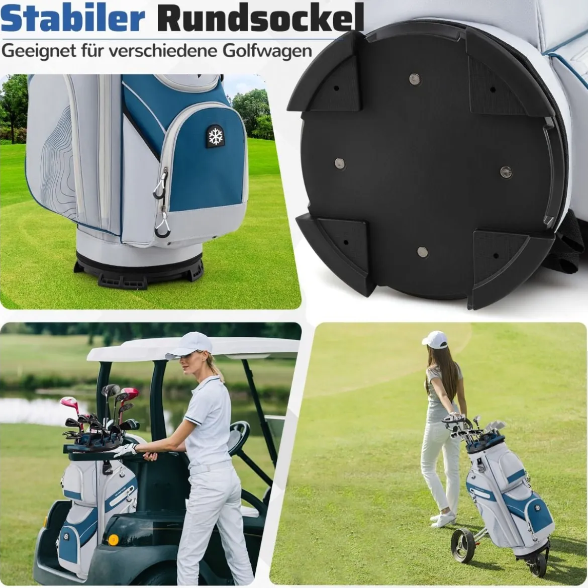 Golfbag mit 14 er Unterteilung & Tragegurt & Regenhaube & 11 Taschen Leichtes Golf Cart Bag Marineblau