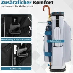 Golfbag mit 14 er Unterteilung & Tragegurt & Regenhaube & 11 Taschen Leichtes Golf Cart Bag Marineblau
