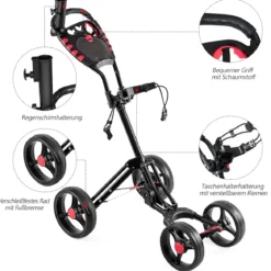 Golf Cart 4 Räder klappbares Golf Cart multifunktionales und bequemes Golf Cart Golfwagen mit verstellbarem Griff
