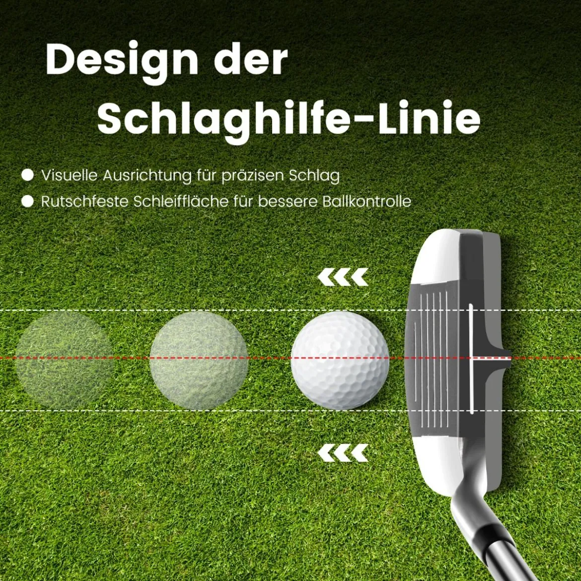 Golf Chipper 89 cm Golfschläger mit Edelstahlkopf & Rutschfester Griff für Rechtshänder Silber