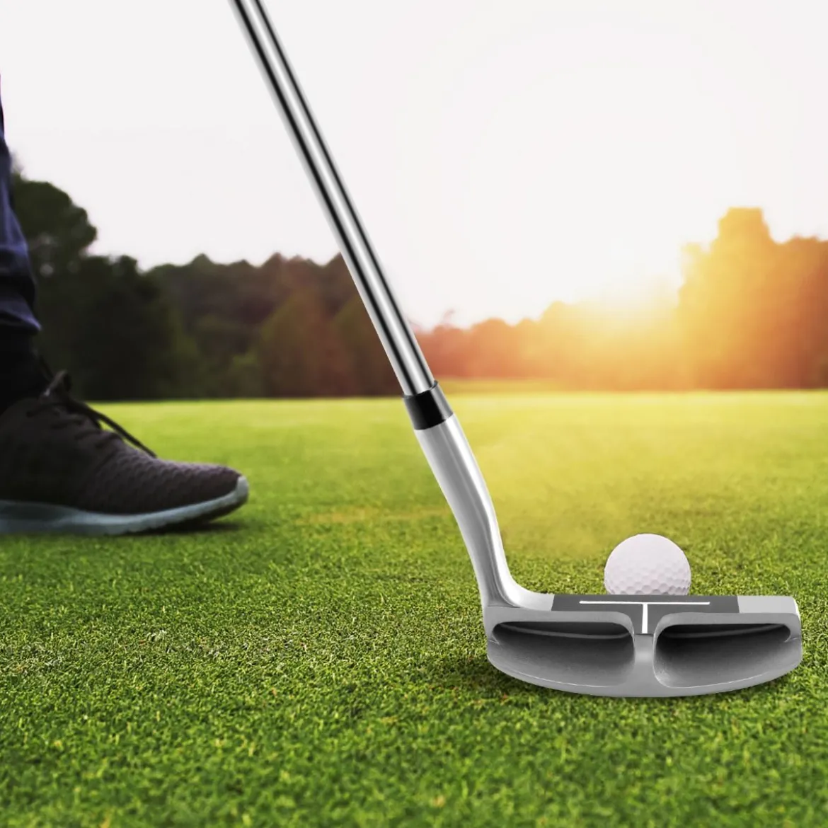 Golf Chipper 89 cm Golfschläger mit Edelstahlkopf & Rutschfester Griff für Rechtshänder Silber